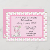 Schattige Roze Paard Eerste Verjaardag Uitnodiging (Voorkant / Achterkant)