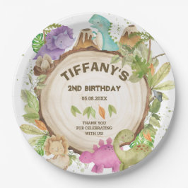 Schattige Roze Paarse Dinosaurussen Jurrasic Meisj Papieren Bordje