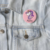 Schattige Roze paarse Eenhoorn Naam Tag Button (In situ)