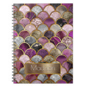 Schattige roze paarse gouden zeemeerminschaal sche notitieboek (Voorkant)