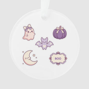 Schattige Roze Paarse Halloween Geest Vleermuis Po Ornament