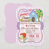 Schattige Roze & Paarse, Hearts Housewarming Party Kaart (Voorkant / Achterkant)