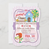 Schattige Roze & Paarse, Hearts Housewarming Party Kaart (Voorkant)