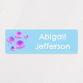 Schattige roze paarse kwal kawaii gepersonaliseerd labels (Design 2)