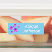 Schattige roze paarse kwal kawaii gepersonaliseerd labels (Aangebracht)