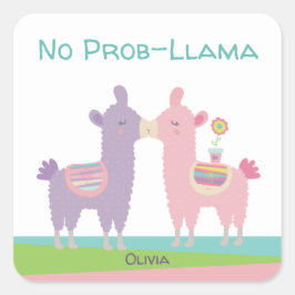 Schattige roze paarse lama kussen kawaii meisjessc vierkante sticker