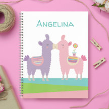 Schattige roze paarse lama's zoenen kawaii meisjes