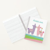 Schattige roze paarse lama's zoenen kawaii meisjes notitieboek (Binnen)