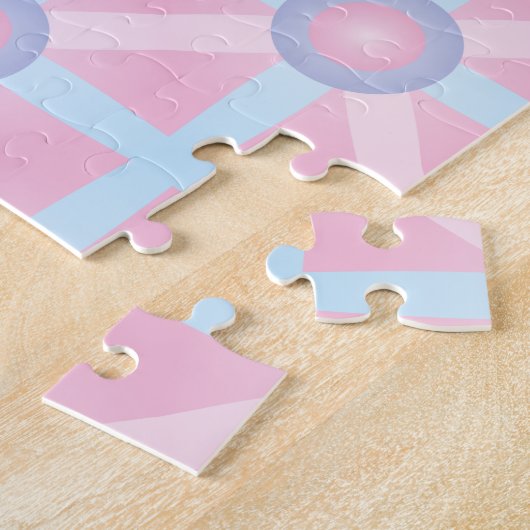 Schattige Roze, Paarse & Lichtblauw Patroon Legpuzzel (Zijkant)