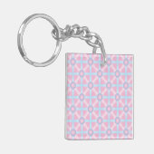 Schattige Roze, Paarse & Lichtblauw Patroon Sleutelhanger (Voorkant Links)