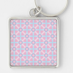 Schattige Roze, Paarse & Lichtblauw Patroon Sleutelhanger