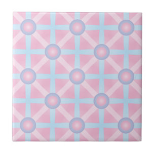 Schattige Roze, Paarse & Lichtblauw Patroon Tegeltje