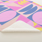 Schattige Roze Paarse Patchwork Quilt geometrisch  Sherpa Deken (3/4)