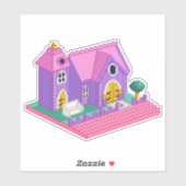 Schattige Roze Paarse Pixel Art 90s Speelgoed Kerk Sticker (Vel)