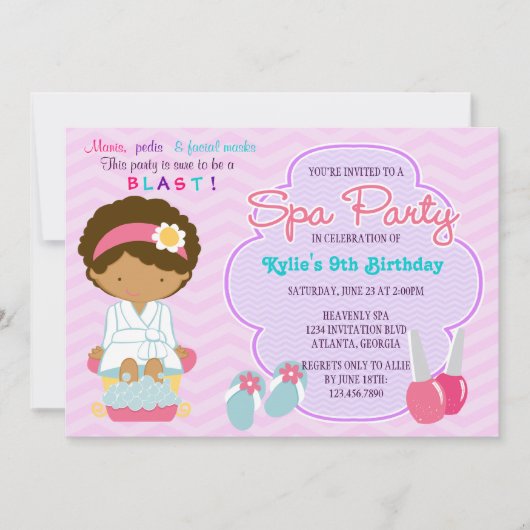 Schattige roze Paarse spa-pampering Birthday Party Kaart (Voorkant)
