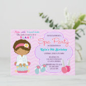 Schattige roze Paarse spa-pampering Birthday Party Kaart (Staand voorkant)
