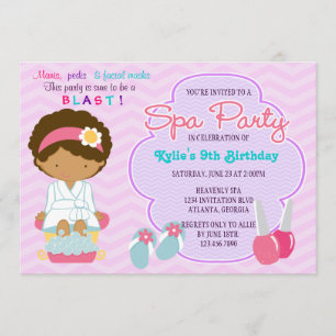 Schattige roze Paarse spa-pampering Birthday Party Kaart