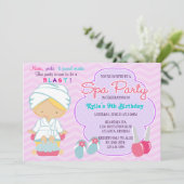 Schattige roze Paarse spa-pampering Birthday Party Kaart (Staand voorkant)
