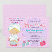 Schattige roze Paarse spa-pampering Birthday Party Kaart (Voorkant / Achterkant)