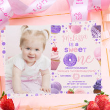 Schattige Roze Paarse Sweet One Girl's Birthday Fo