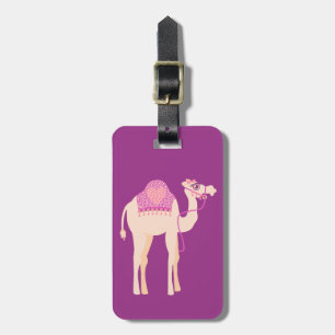 Schattige roze paarse whimsy camel aangepaste baga bagagelabel
