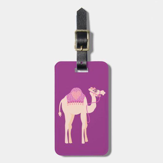 Schattige roze paarse whimsy camel aangepaste baga bagagelabel (Voorkant verticaal)