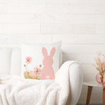Schattige Roze Paashaas met Lente Bloemen 