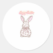 Schattige Roze Paashaas Ronde Sticker (Voorkant)