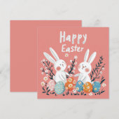 Schattige Roze Paasvakantie Kaart met Twee Schatti (Voorkant / Achterkant)