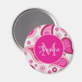 Schattige Roze Paisley Gepersonaliseerd Magneet (Voorkant / Achterkant)