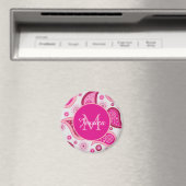 Schattige Roze Paisley Gepersonaliseerd Magneet (Insitu (Vaatwasser))