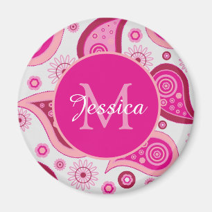 Schattige Roze Paisley Gepersonaliseerd Magneet