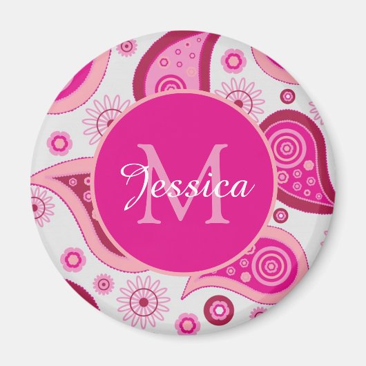 Schattige Roze Paisley Gepersonaliseerd Magneet (Voorkant)