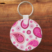 Schattige Roze Paisley Gepersonaliseerd Sleutelhanger (Achterkant)