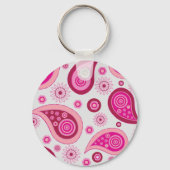 Schattige Roze Paisley Gepersonaliseerd Sleutelhanger (Achterkant)