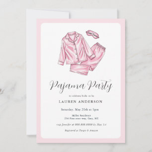 Schattige Roze Pajama Party Vrijgezellenfeest Kaart
