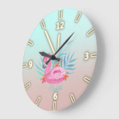 Schattige roze palmbladeren grote klok (Hoek)