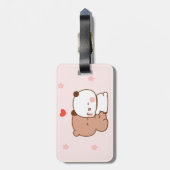 Schattige Roze Panda Beer liefde Bagagelabel (Achterkant verticaal)