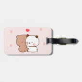 Schattige Roze Panda Beer liefde Bagagelabel (Achterkant horizontaal)