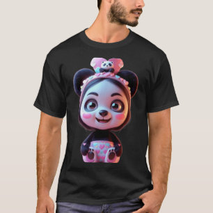 Schattige Roze Panda Meisje Grappig Uniseks Ontwer T-shirt