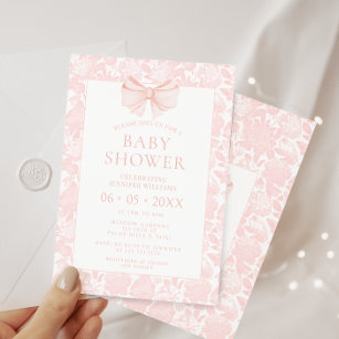 Schattige roze pastel bohemian bow baby girl showe kaart