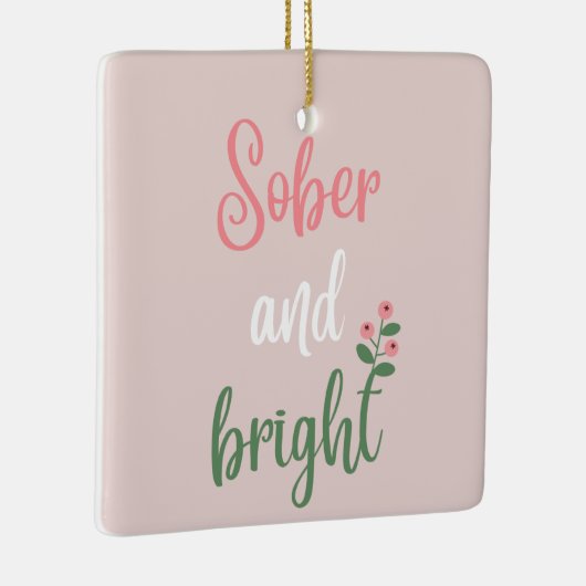 Schattige Roze Pastel Sober Kerstcadeau Keramisch Ornament (Rechts)