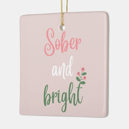 Schattige Roze Pastel Sober Kerstcadeau Keramisch Ornament (Links)