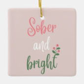 Schattige Roze Pastel Sober Kerstcadeau Keramisch Ornament (Voorkant)
