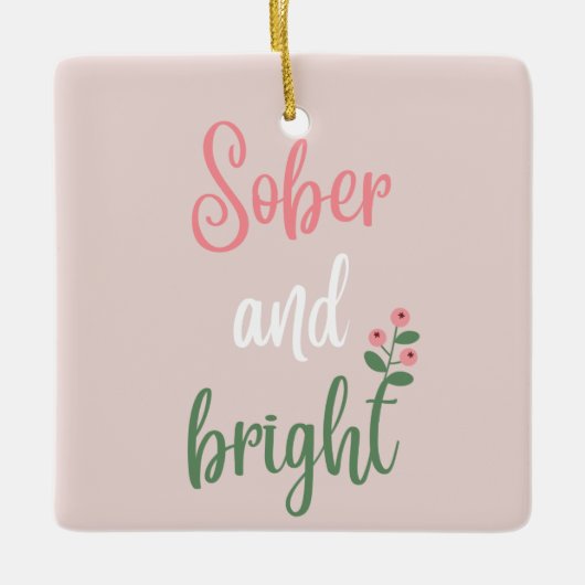 Schattige Roze Pastel Sober Kerstcadeau Keramisch Ornament (Voorkant)