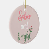 Schattige Roze Pastel Sober Kerstcadeau Keramisch Ornament (Rechts)