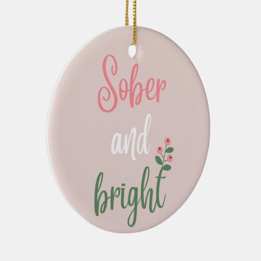 Schattige Roze Pastel Sober Kerstcadeau Keramisch Ornament (Rechts)