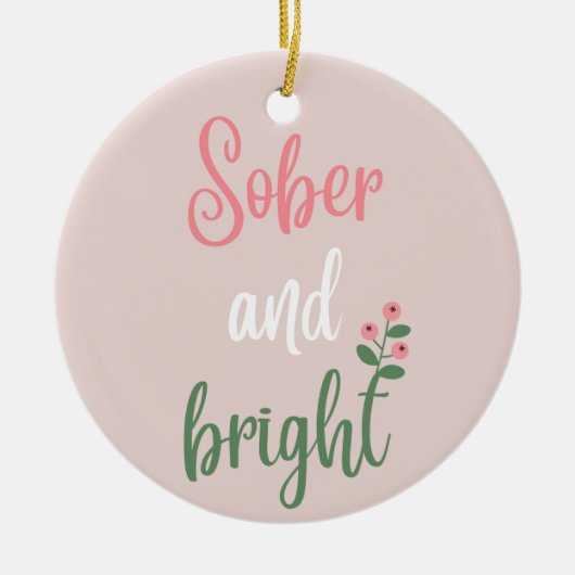 Schattige Roze Pastel Sober Kerstcadeau Keramisch Ornament (Voorkant)