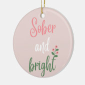 Schattige Roze Pastel Sober Kerstcadeau Keramisch Ornament (Links)