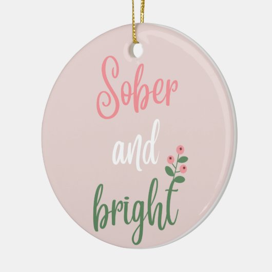 Schattige Roze Pastel Sober Kerstcadeau Keramisch Ornament (Links)